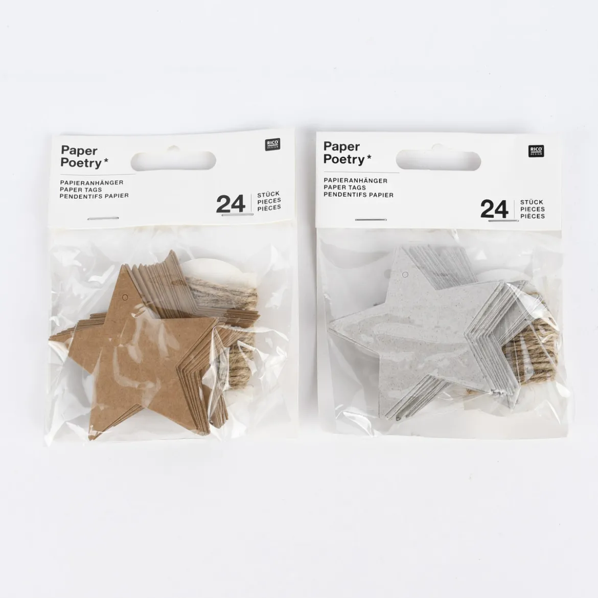 Rico Design Papieranhänger Sterne Kraftpapier 24 Stück 7x6,5cm