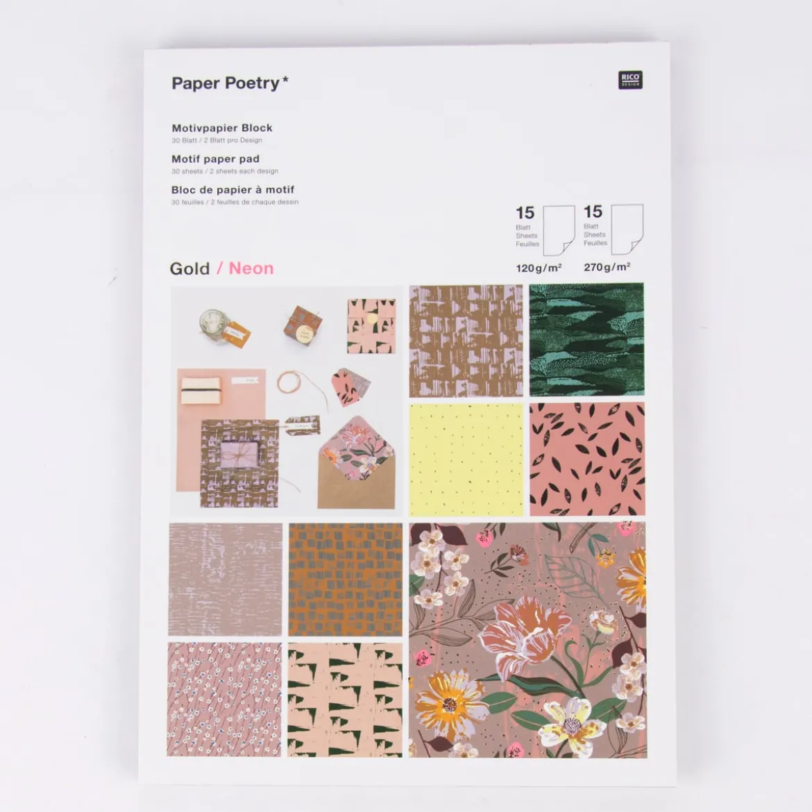 Rico Design Papierblock Nature Matters 30 Blatt verschiedene Motive bunt 21x29,5cm