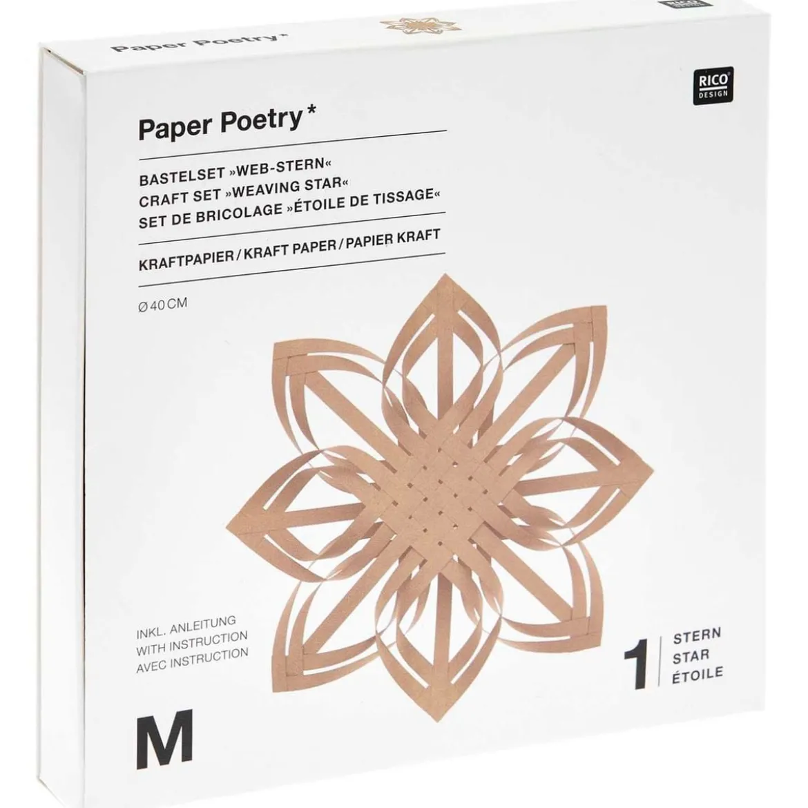 Rico Design Papierstreifen Bastelset Webstern mit 20 Streifen Kraftpapier braun