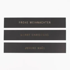 Rico Design Papierstreifen für Ring Weihnachten Kraftpapier schwarz goldfarbig 3 Stück 42x7cm