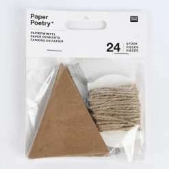 Rico Design Papierwimpel Graukarton und Kraftpapier 24 Stück 6,5x7,5cm
