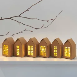 Rico Design Papphäuser Set vorgestanzt zum Hinstellen oder Aufhängen natur 6 Stück