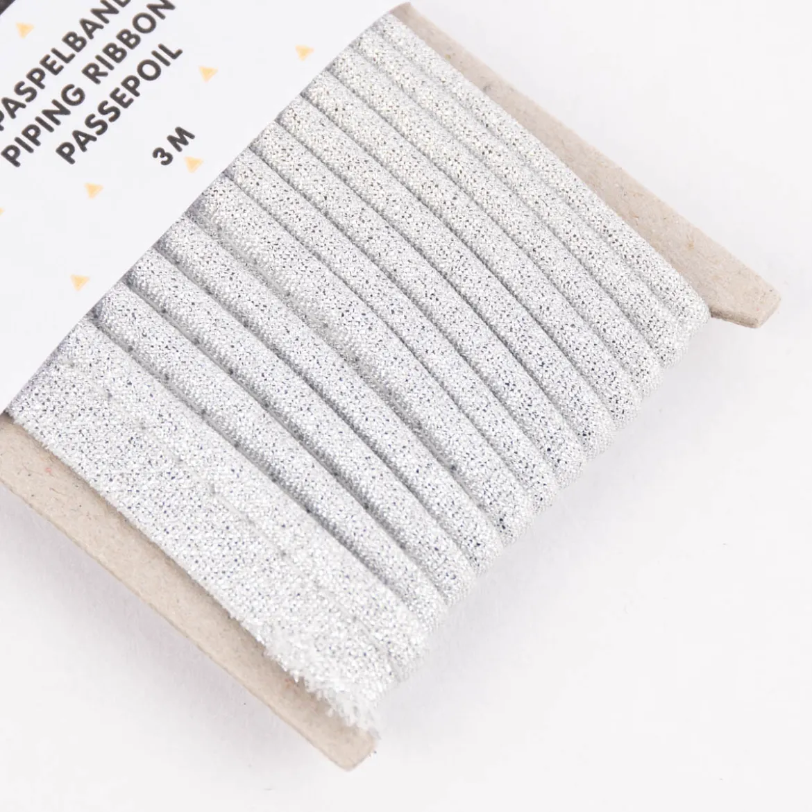 Rico Design Paspelband Glitzer einfarbig silberfarbig 3 Meter