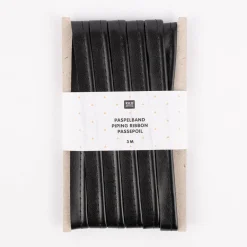Rico Design Paspelband Kunstleder einfarbig schwarz 3 Meter
