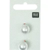Rico Design Perlenknopf Knopfperle einfarbig weiß 1,30cm 2Stk