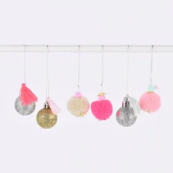 Rico Design Pompon- und Kugel-Anhänger neon pastell 6 Stück 3cm