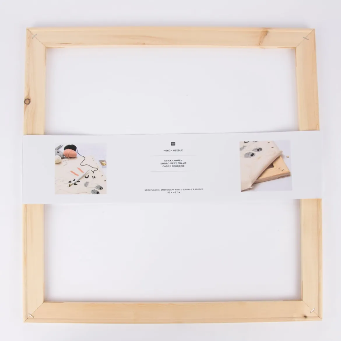 Rico Design Punch Needle Stickrahmen aus Holz quadratisch 45x45cm