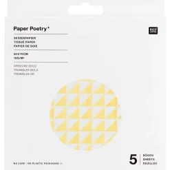 Rico Design Seidenpapier Dreiecke weiß goldfarbig 50x70cm 5 Bogen