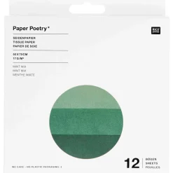 Rico Design Seidenpapier Mix einfarbig Grüntöne 50x70cm 12 Bogen