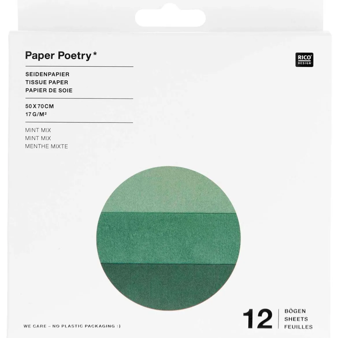 Rico Design Seidenpapier Mix einfarbig Grüntöne 50x70cm 12 Bogen
