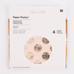 Rico Design Seidenpapier Punkte Hot Foil natur goldfarbig 50x70cm 4 Bogen