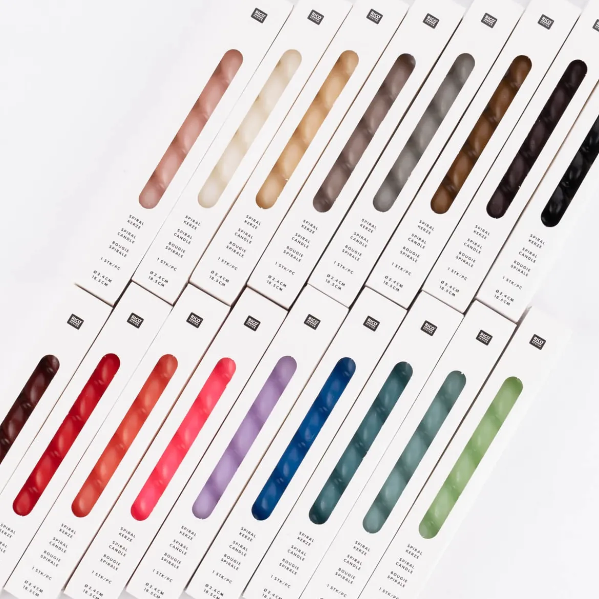 Rico Design Spiralkerze Stabkerze einfarbig verschiedene Farben 18,5x2,4cm