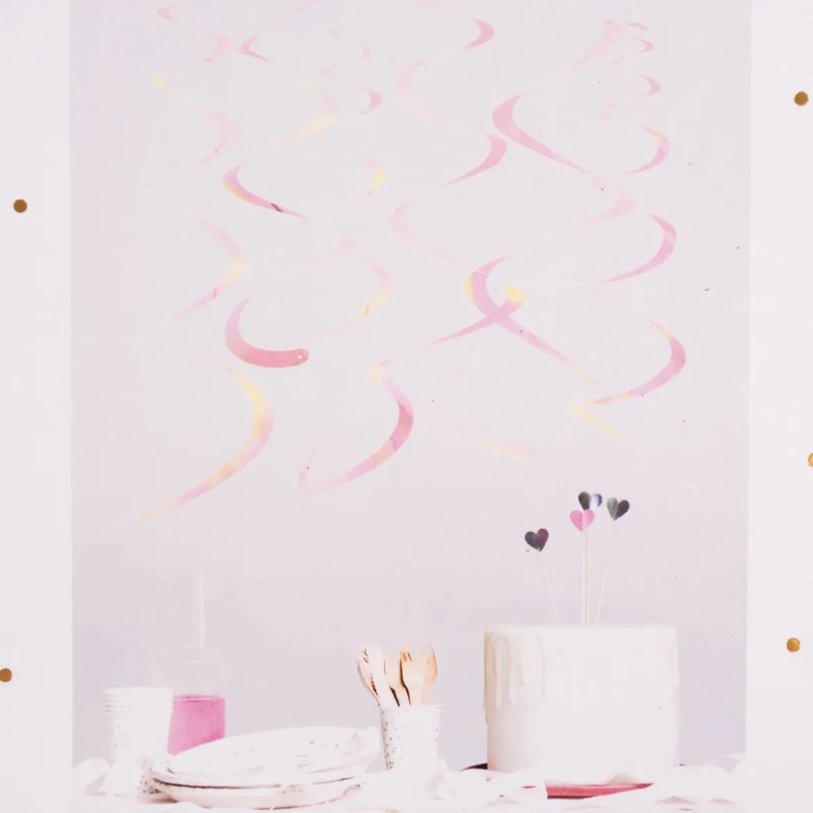 Rico Design Spiral Luftschlangen 6 Stück rosa irisierend 50cm