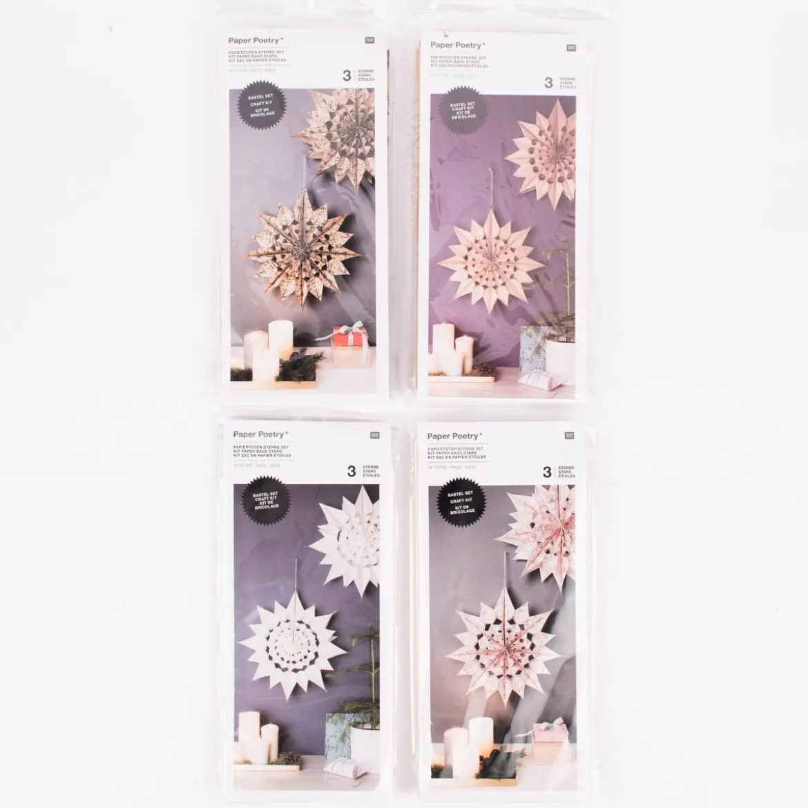 Rico Design Sterne Papiertüten Set hellbraun schwarz 24 Tüten