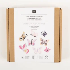 Rico Design Stick & Stitch Schmetterlinge 21 Stk Stickvlies und Stickgarne