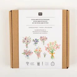 Rico Design Stick & Stitch 7 x Blumenstrauß Stickvlies und Stickgarne