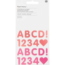 Rico Design Stickerblock Alphabet Neon rot pink 16 Blatt
