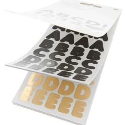 Rico Design Stickerblock Alphabet schwarz goldfarbig 16 Blatt