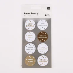 Rico Design Sticker Fröhliche Weihnachten weiß gold 4 Blatt