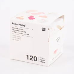 Rico Design Sticker Hasen rosa weiß goldfarbig 120 Stück