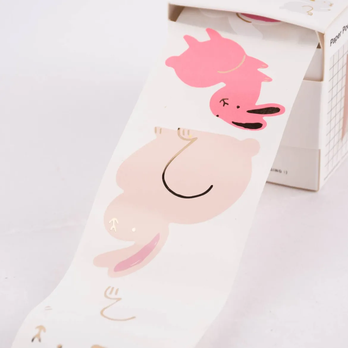 Rico Design Sticker Hasen rosa weiß goldfarbig 120 Stück