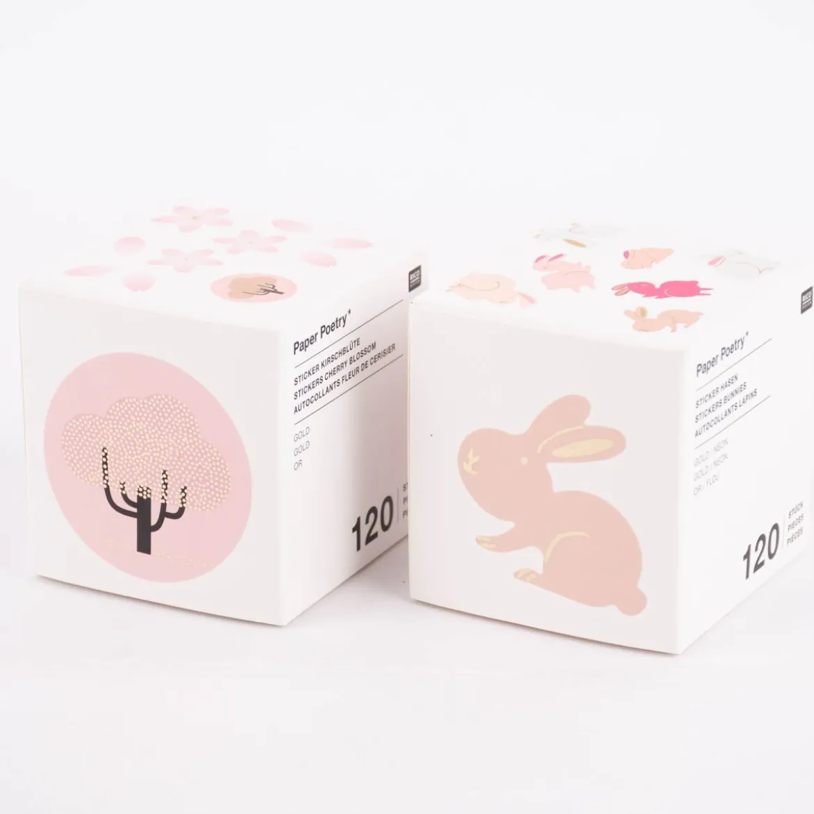 Rico Design Sticker Kirschblüten rosa goldfarbig 120 Stück