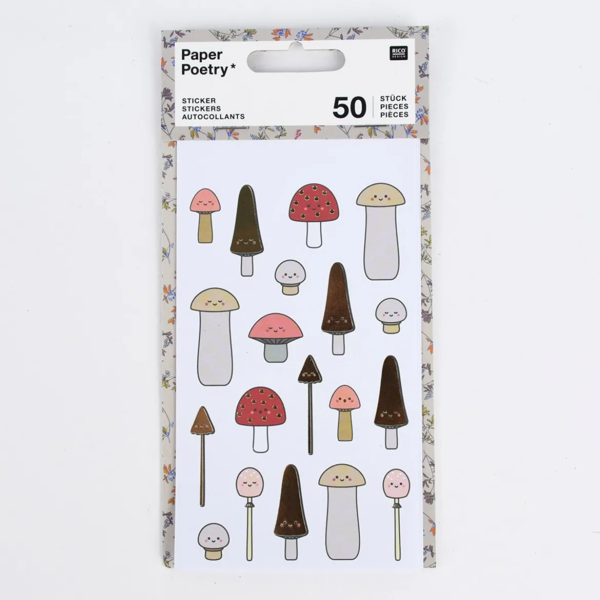 Rico Design Sticker Pilze mit Gesicht 4 Blatt mehrfarbig
