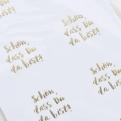 Rico Design Sticker Schön, dass Du da bist! weiß gold 4 Blatt