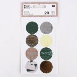 Rico Design Sticker Struktur Grün rund 4 Blatt 20 Stück
