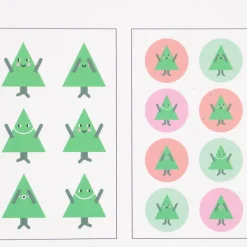 Rico Design Sticker verschiedene Motive Tannenbäume grün rosa altrosa 4 Blatt