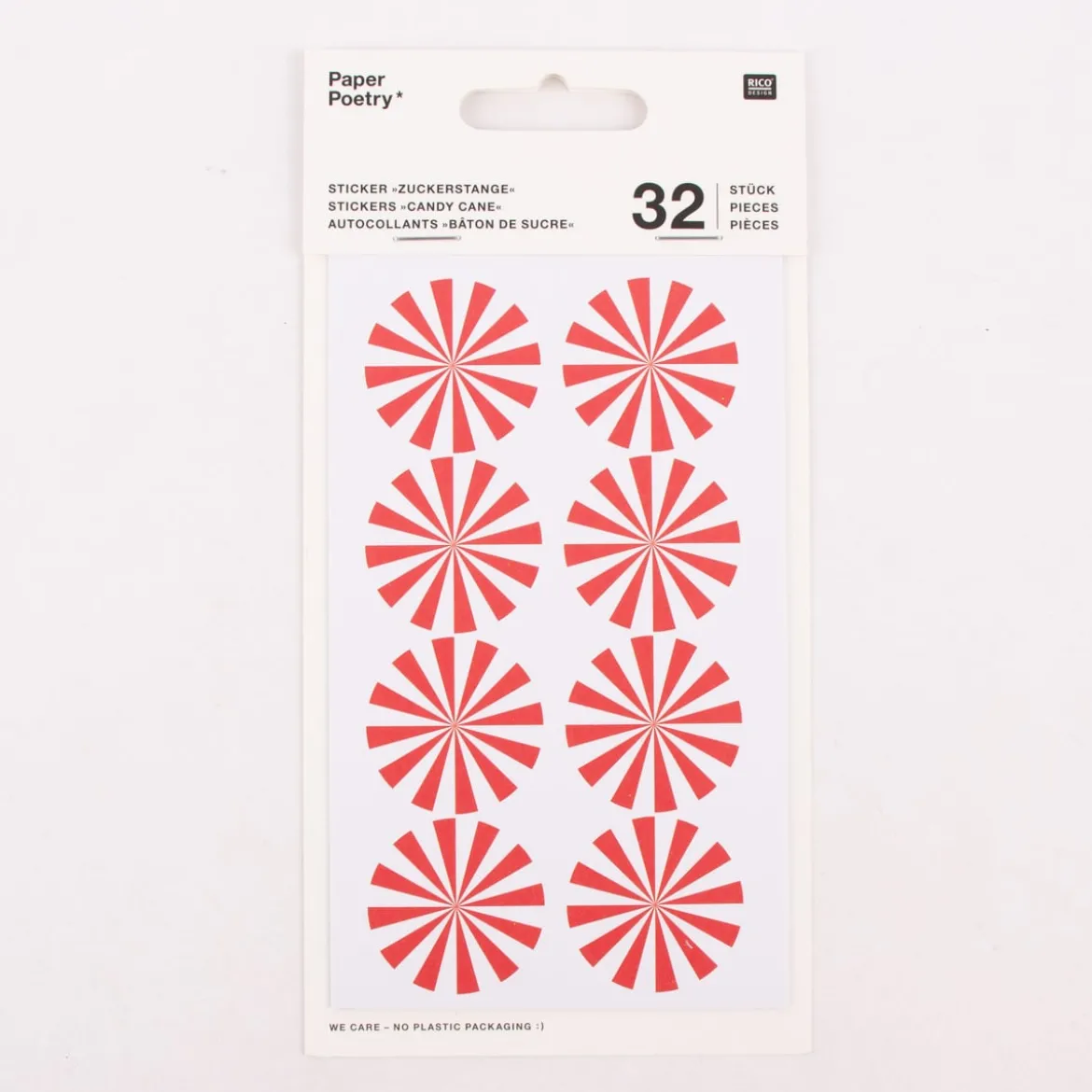 Rico Design Sticker Zuckerstange rot weiß 4 Blatt