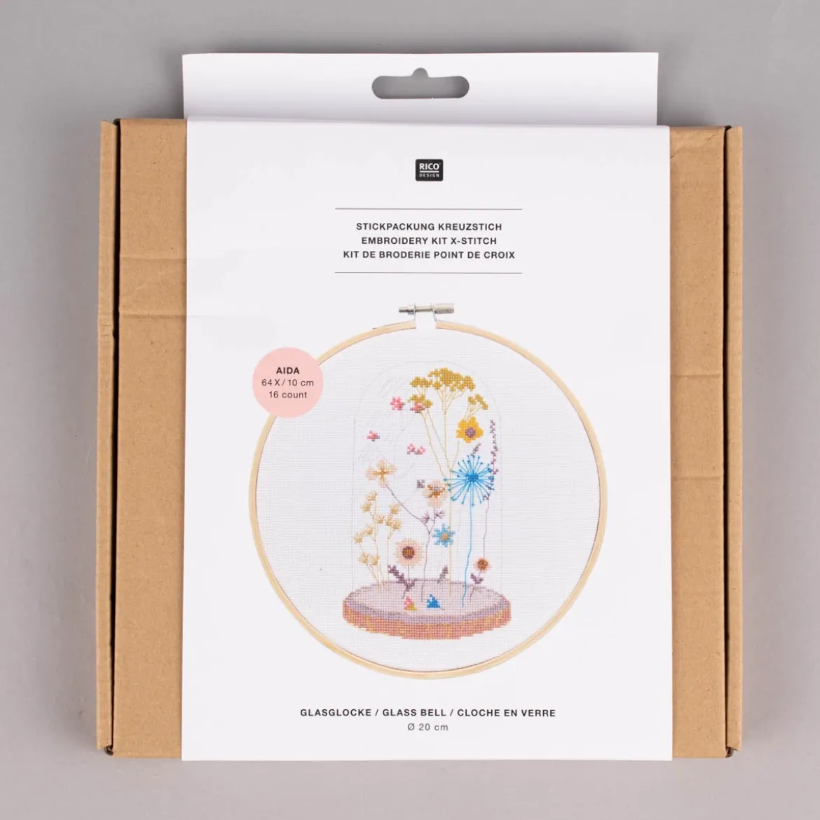 Rico Design Stickpackung Glasglocke 20cm