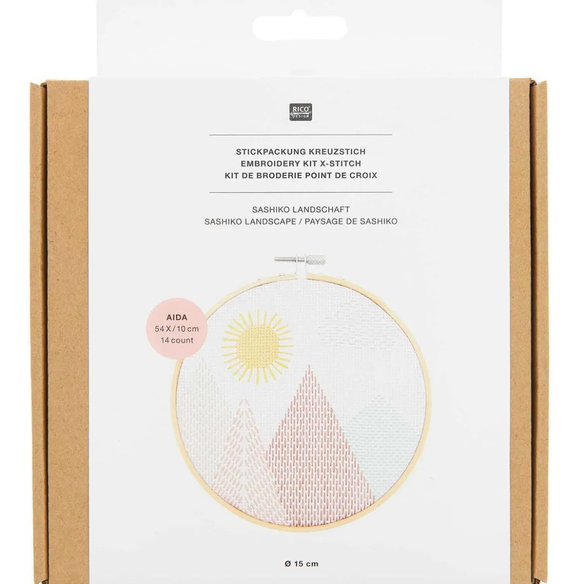 Rico Design Stickpackung Landschaft Berge Sashiko 15cm