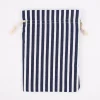 Rico Design Stoffbeutel aus Baumwolle mit Kordelzug gestreift blau weiß 15x20cm