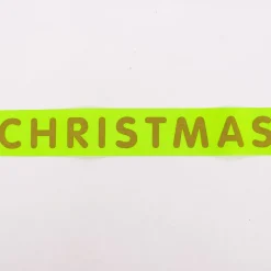 Rico Design Taftband Geschenkband Weihnachten Merry Christmas lime neon goldfarbig Breite 38mm