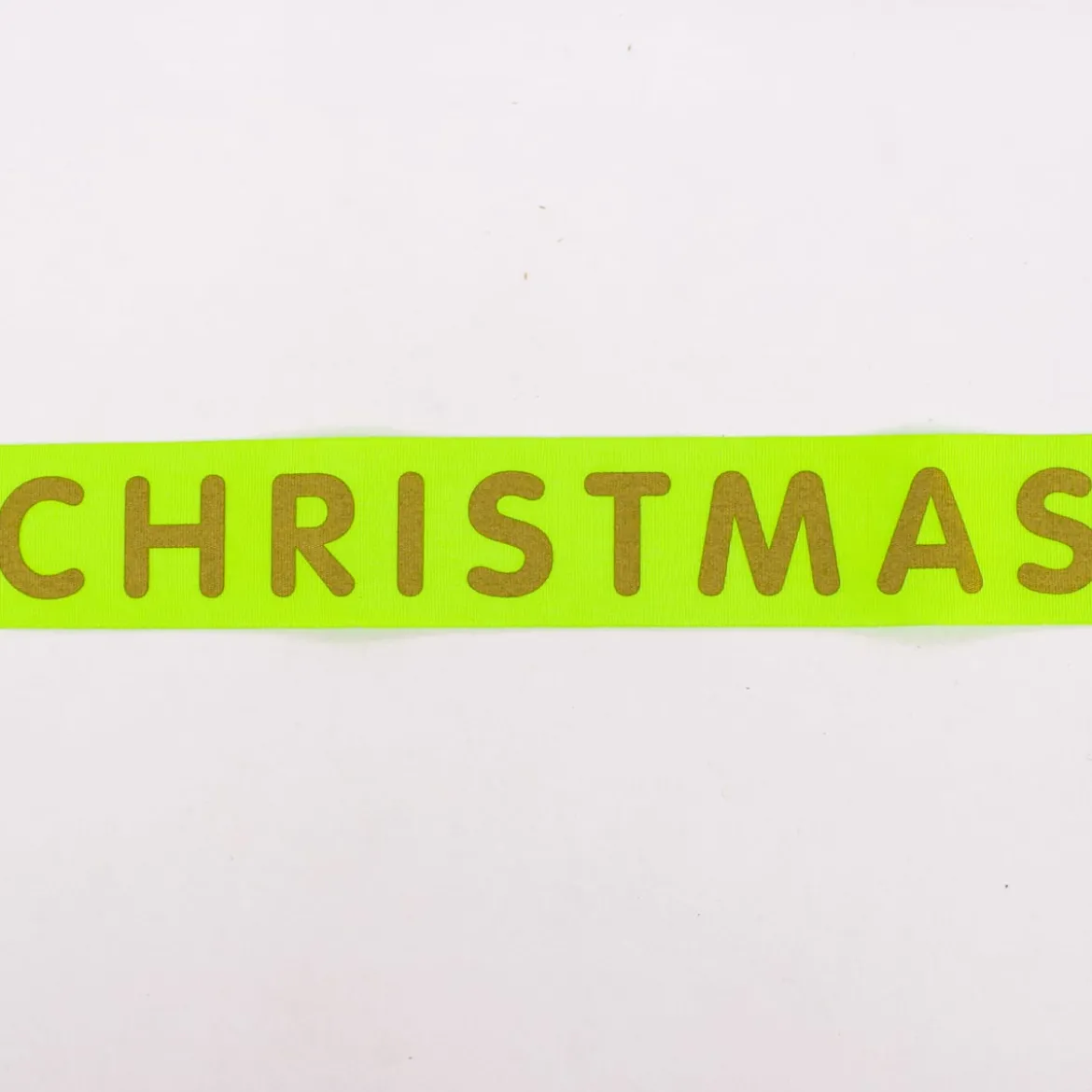 Rico Design Taftband Geschenkband Weihnachten Merry Christmas lime neon goldfarbig Breite 38mm