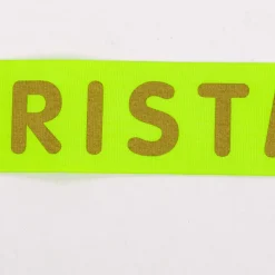 Rico Design Taftband Geschenkband Weihnachten Merry Christmas lime neon goldfarbig Breite 38mm