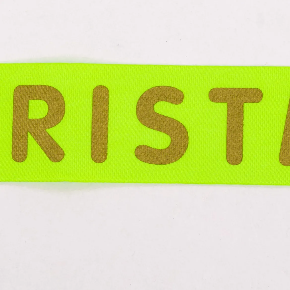 Rico Design Taftband Geschenkband Weihnachten Merry Christmas lime neon goldfarbig Breite 38mm