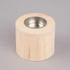 Rico Design Teelichthalter zylinderförmig Holz natur silberfarbig 6x7,5cm