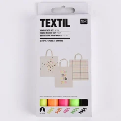 Rico Design Textilmarker Neon 5 Stück verschiedene Farben