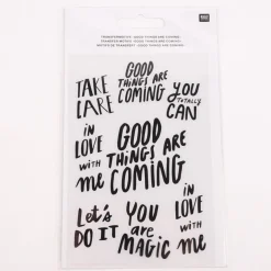 Rico Design Transfermotiv Bogen mit 6 Designs Good Things are Coming für Keramik 10x15cm
