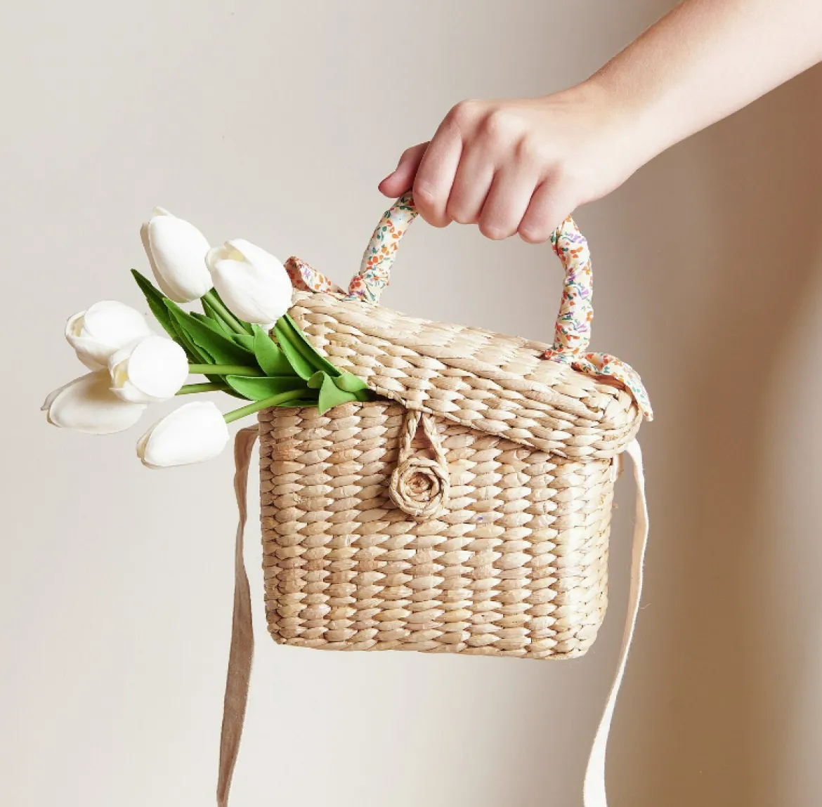 Rico Design Tulpenstrauss mit 7 Blüten Kunstblumen weiß 33,5cm