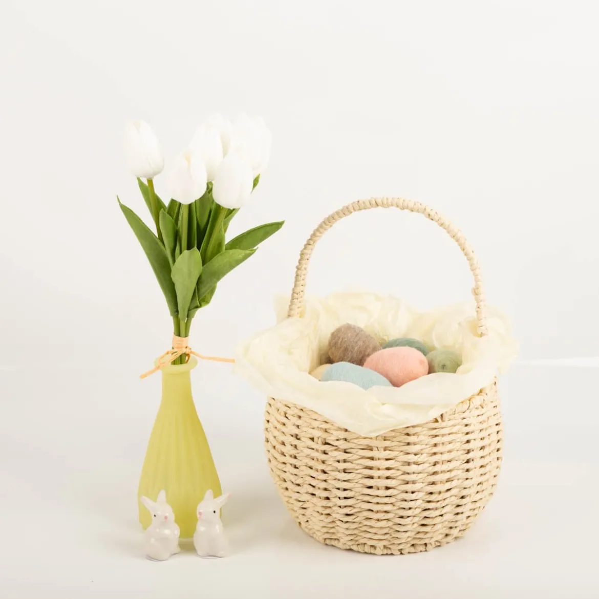 Rico Design Tulpenstrauss mit 7 Blüten Kunstblumen weiß 33,5cm