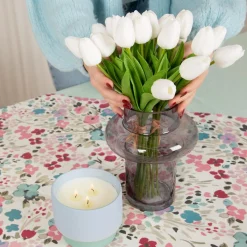 Rico Design Tulpenstrauss mit 7 Blüten Kunstblumen weiß 33,5cm