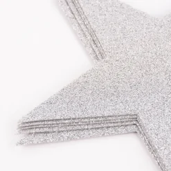 Rico Design Untersetzer Sterne Filz Glitzer silberfarbig 19x18cm 6 Stück