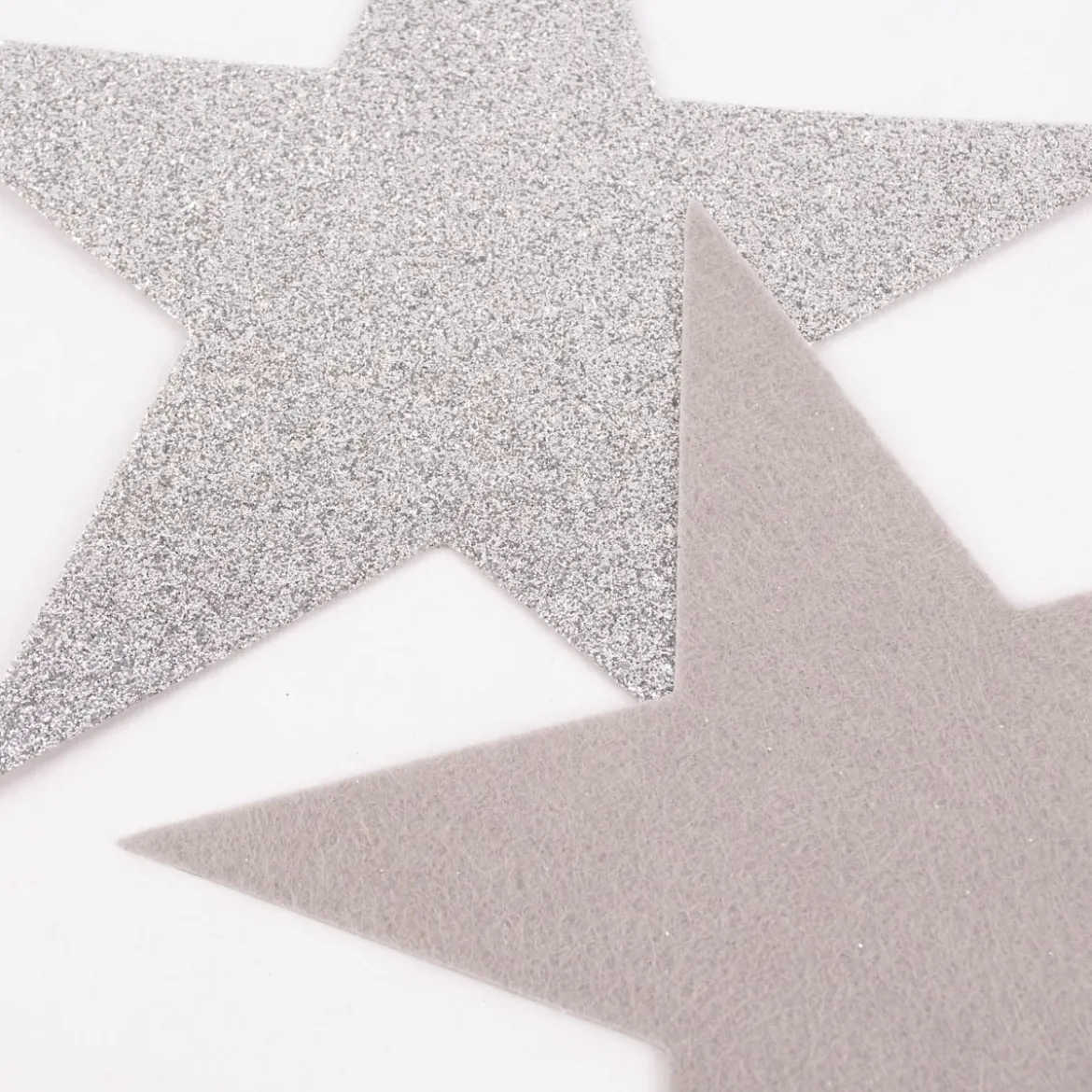 Rico Design Untersetzer Sterne Filz Glitzer silberfarbig 19x18cm 6 Stück