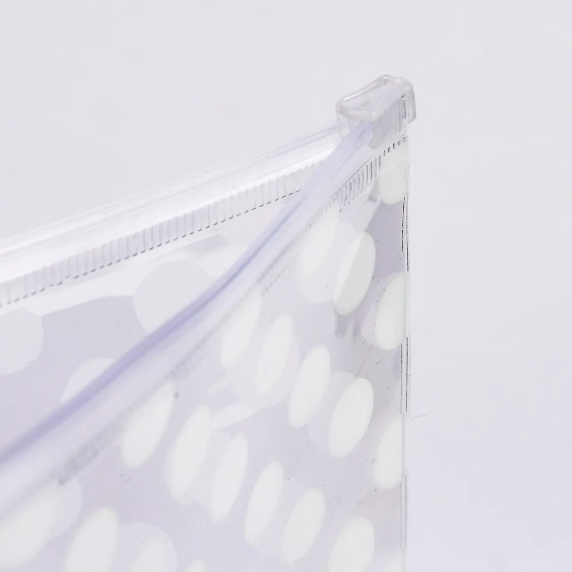Rico Design Utensilientasche Transparent Punkte weiß 13x20,7cm