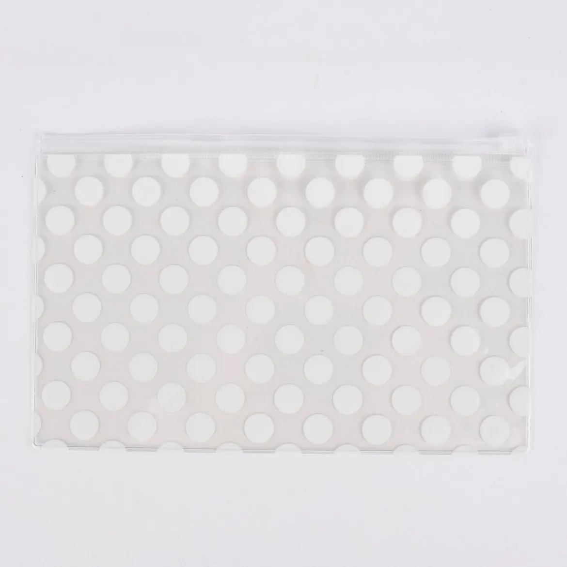 Rico Design Utensilientasche Transparent Punkte weiß 13x20,7cm
