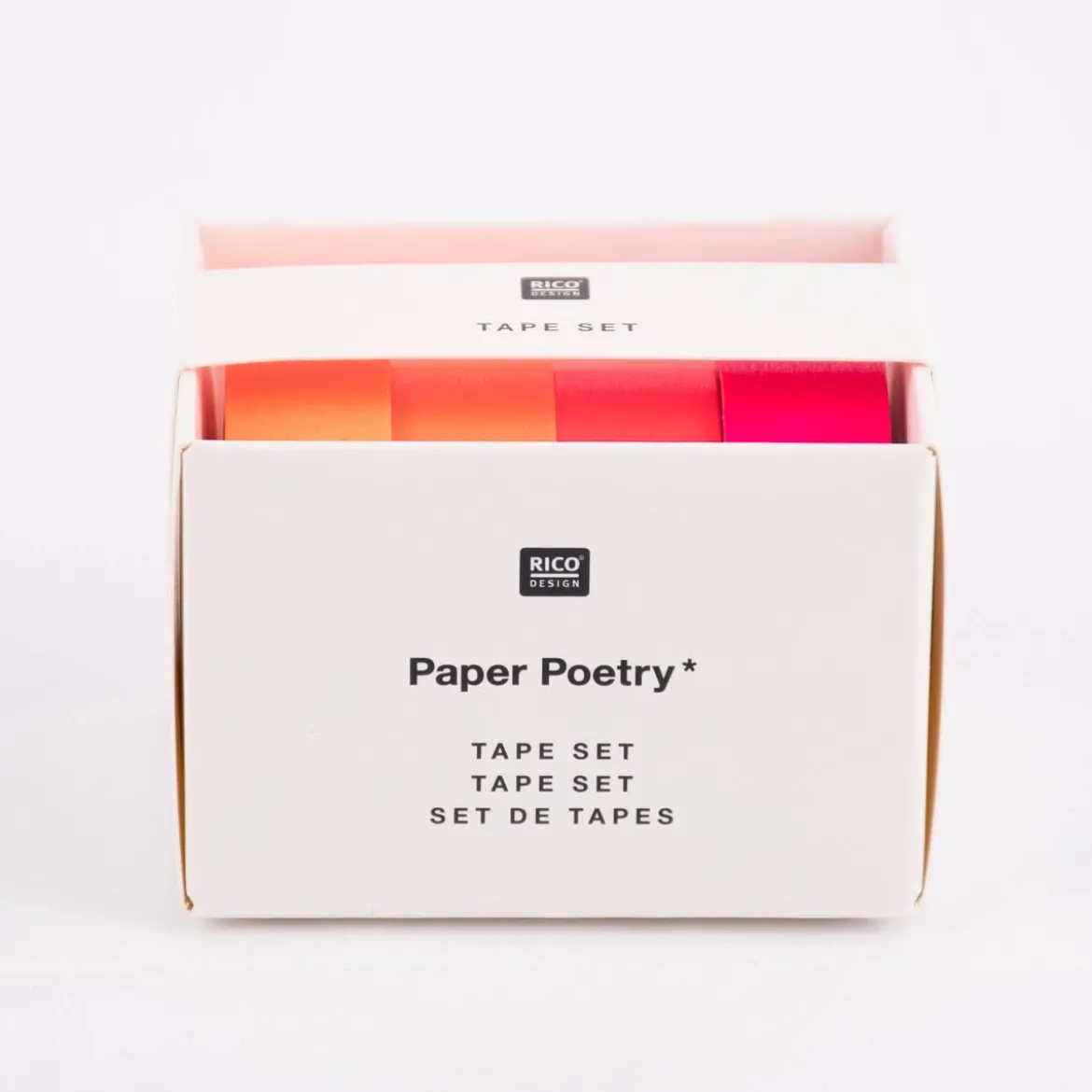 Rico Design Washi Tape 4er Set einfarbig neon orange neon pink 4x10m