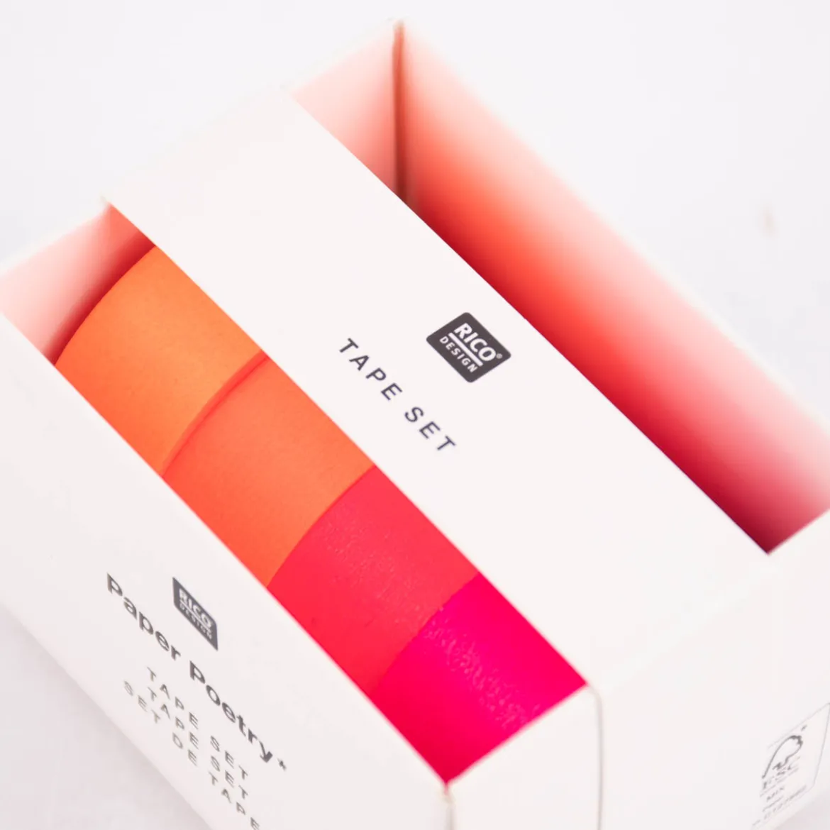 Rico Design Washi Tape 4er Set einfarbig neon orange neon pink 4x10m